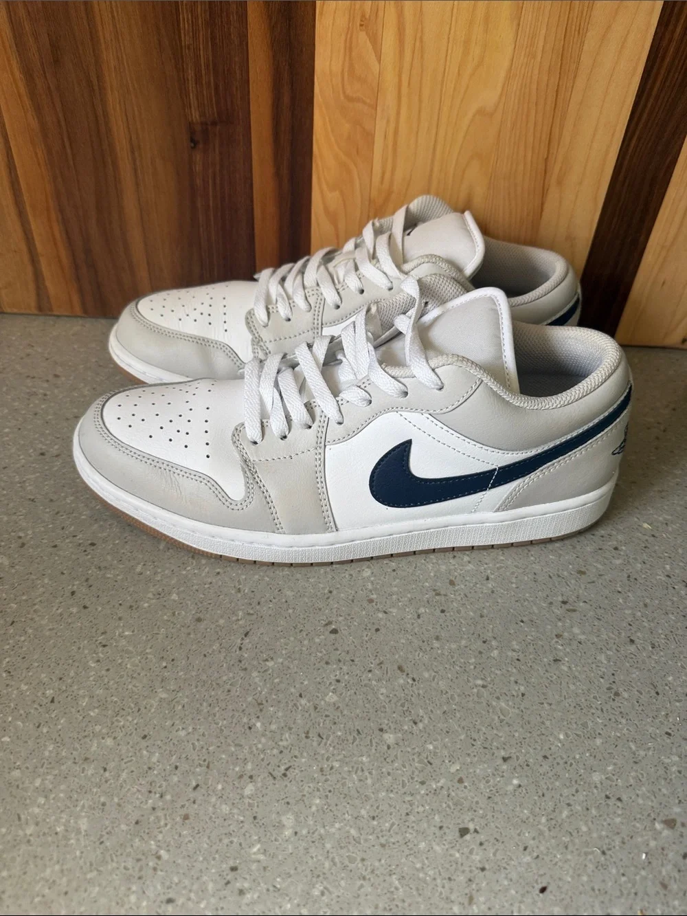 Nike Air Jordan 1 Low Midnight Navy Neutral Grey - Mens 10